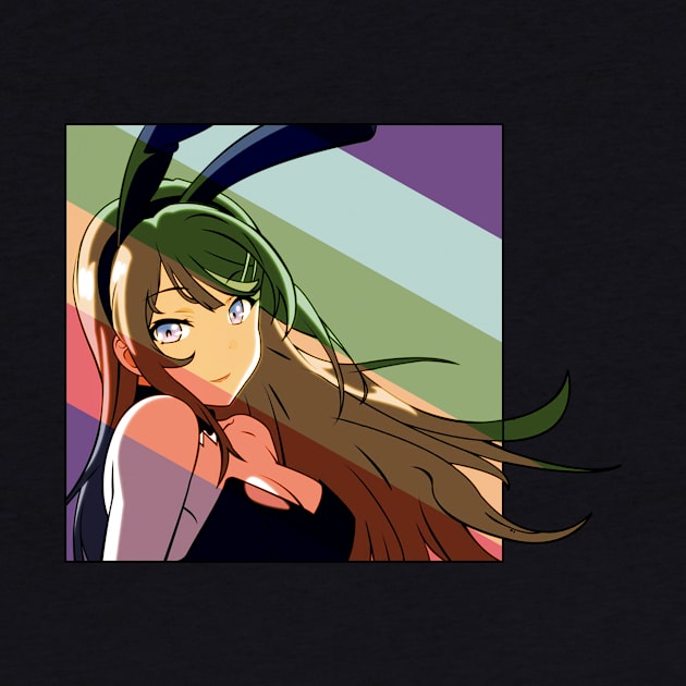 Retro Background Sweet Bunny Girl by designsenpai